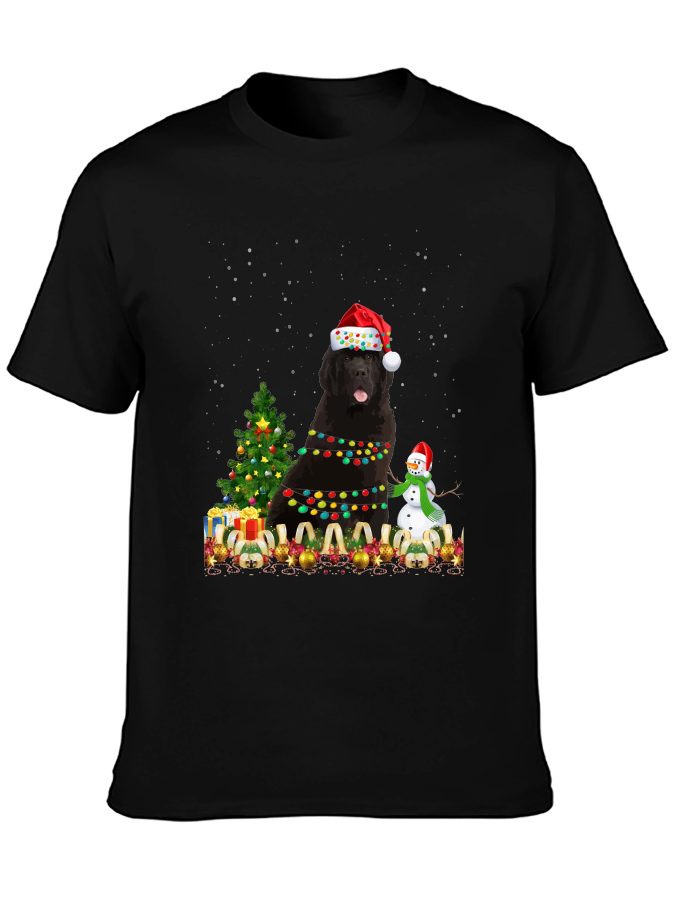 Festive Newfoundland Dog Christmas T-Shirt