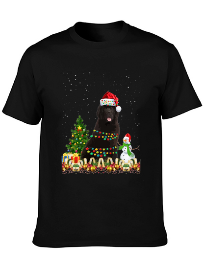 Festive Newfoundland Dog Christmas T-Shirt