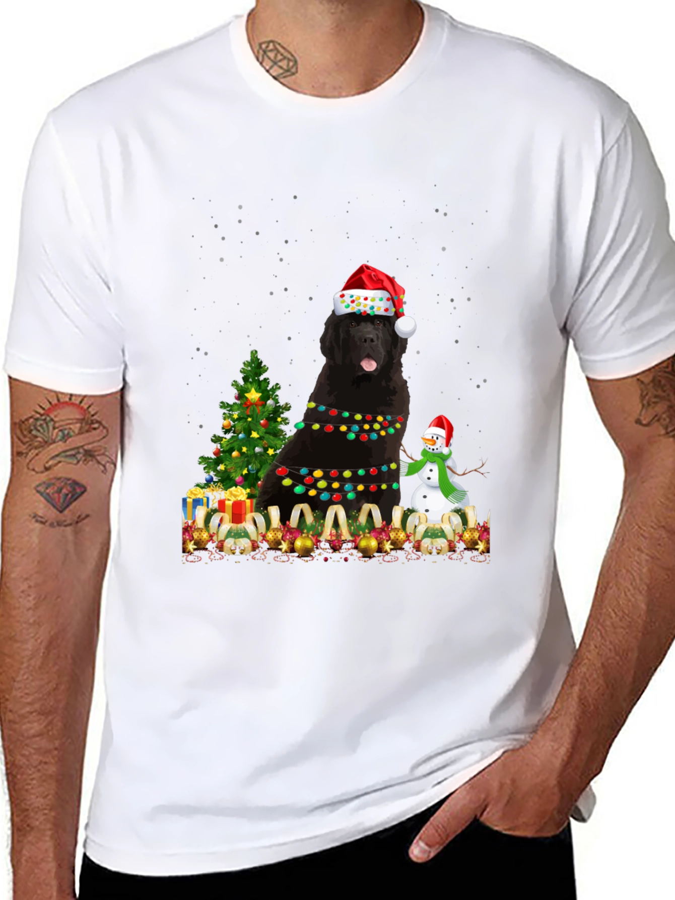 Festive Newfoundland Dog Christmas T-Shirt