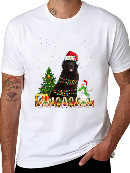 Festive Newfoundland Dog Christmas T-Shirt