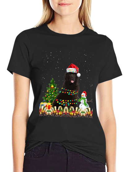Festive Newfoundland Dog Christmas T-Shirt