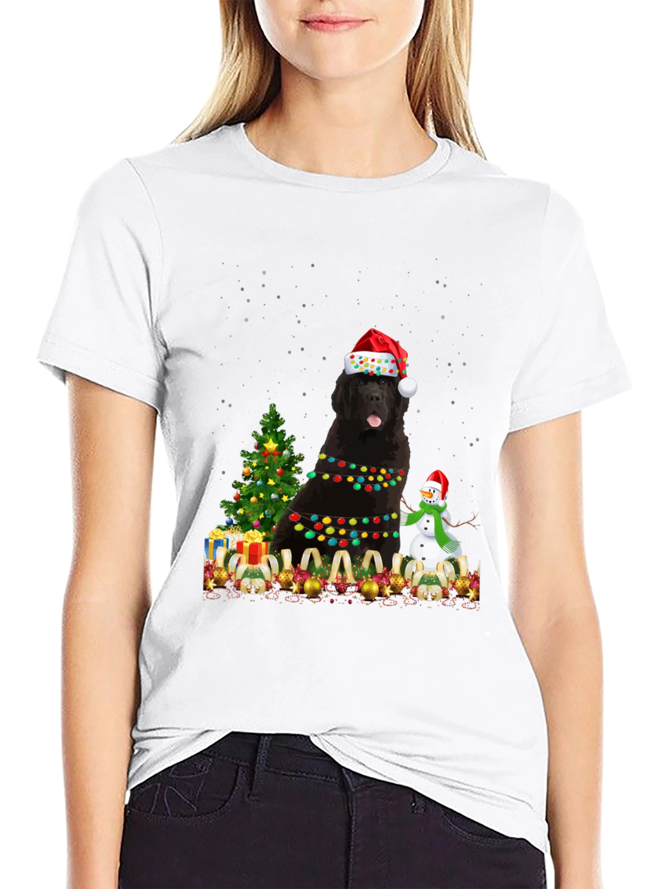 Festive Newfoundland Dog Christmas T-Shirt
