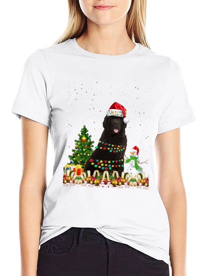 Festive Newfoundland Dog Christmas T-Shirt