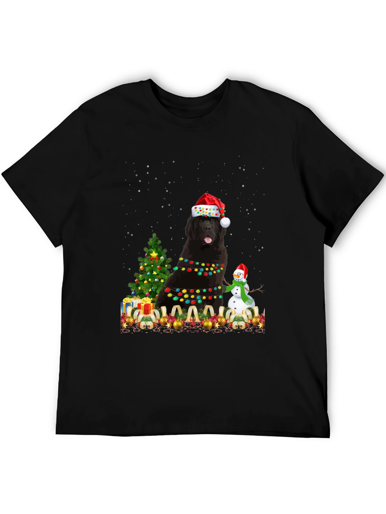 Festive Newfoundland Dog Christmas T-Shirt