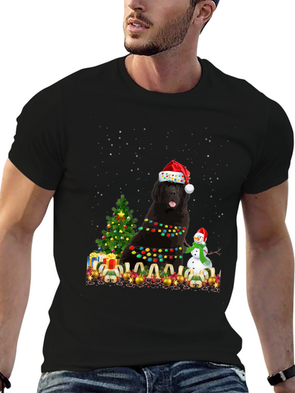 Festive Newfoundland Dog Christmas T-Shirt