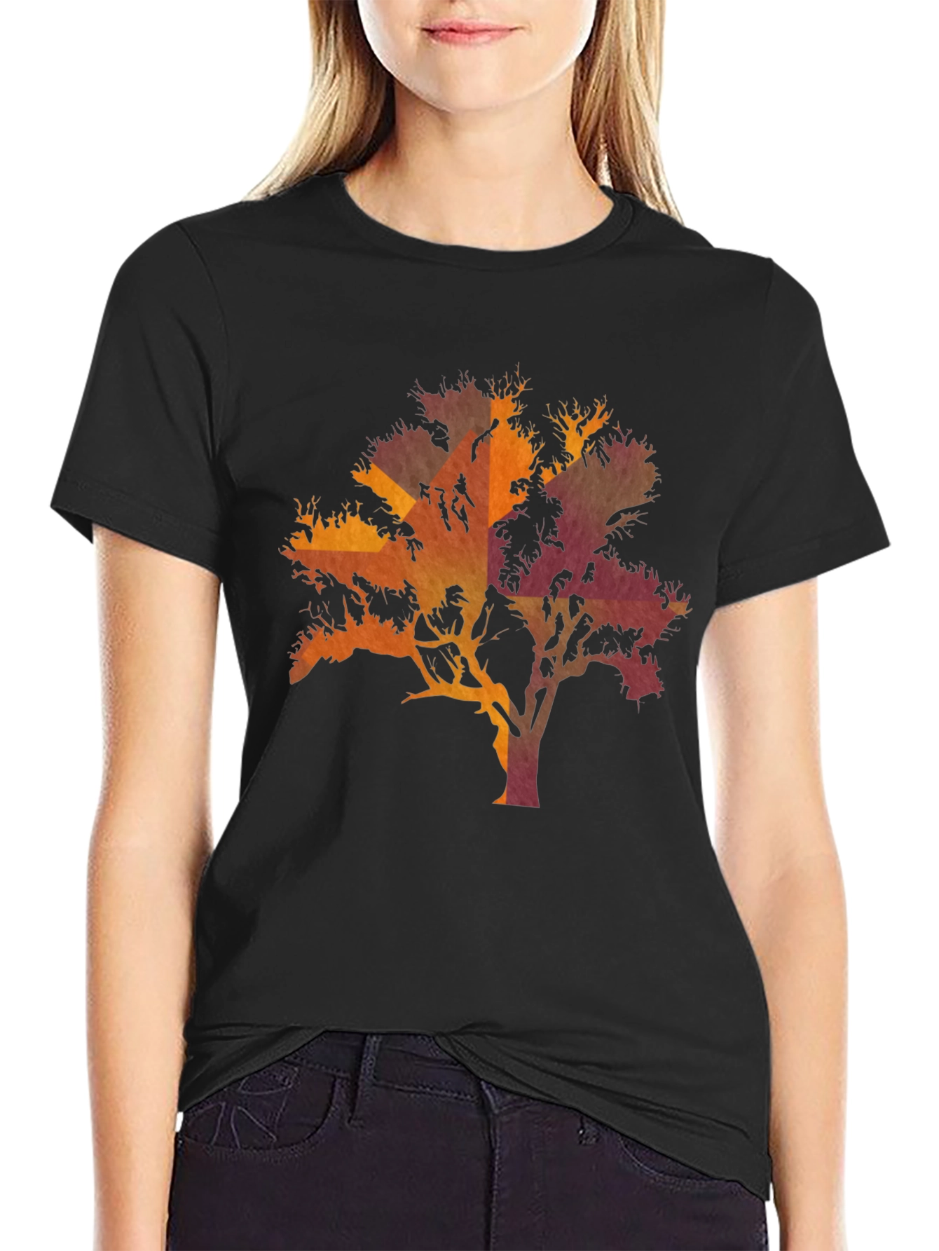 Sunset Tree Graphic Black T-Shirt
