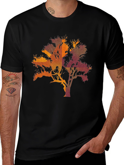 Sunset Tree Graphic Black T-Shirt
