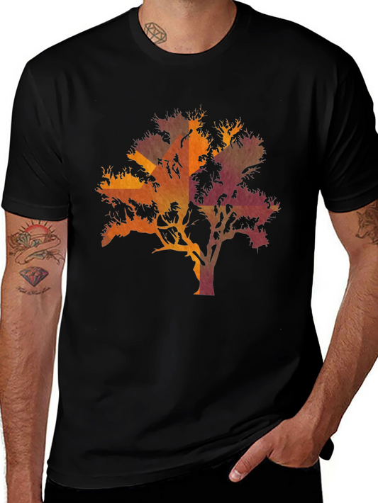 Sunset Tree Graphic Black T-Shirt