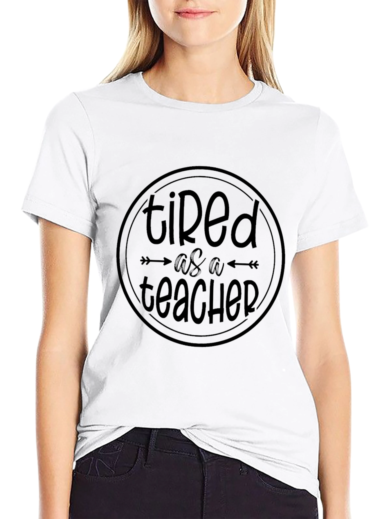 Tired as a Teacher Black Graphic Tee