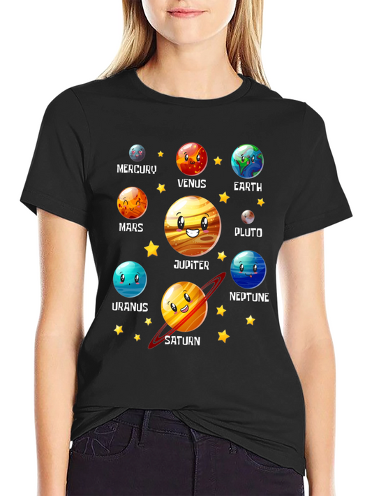 Cartoon Planets T-Shirt - Solar System Tee