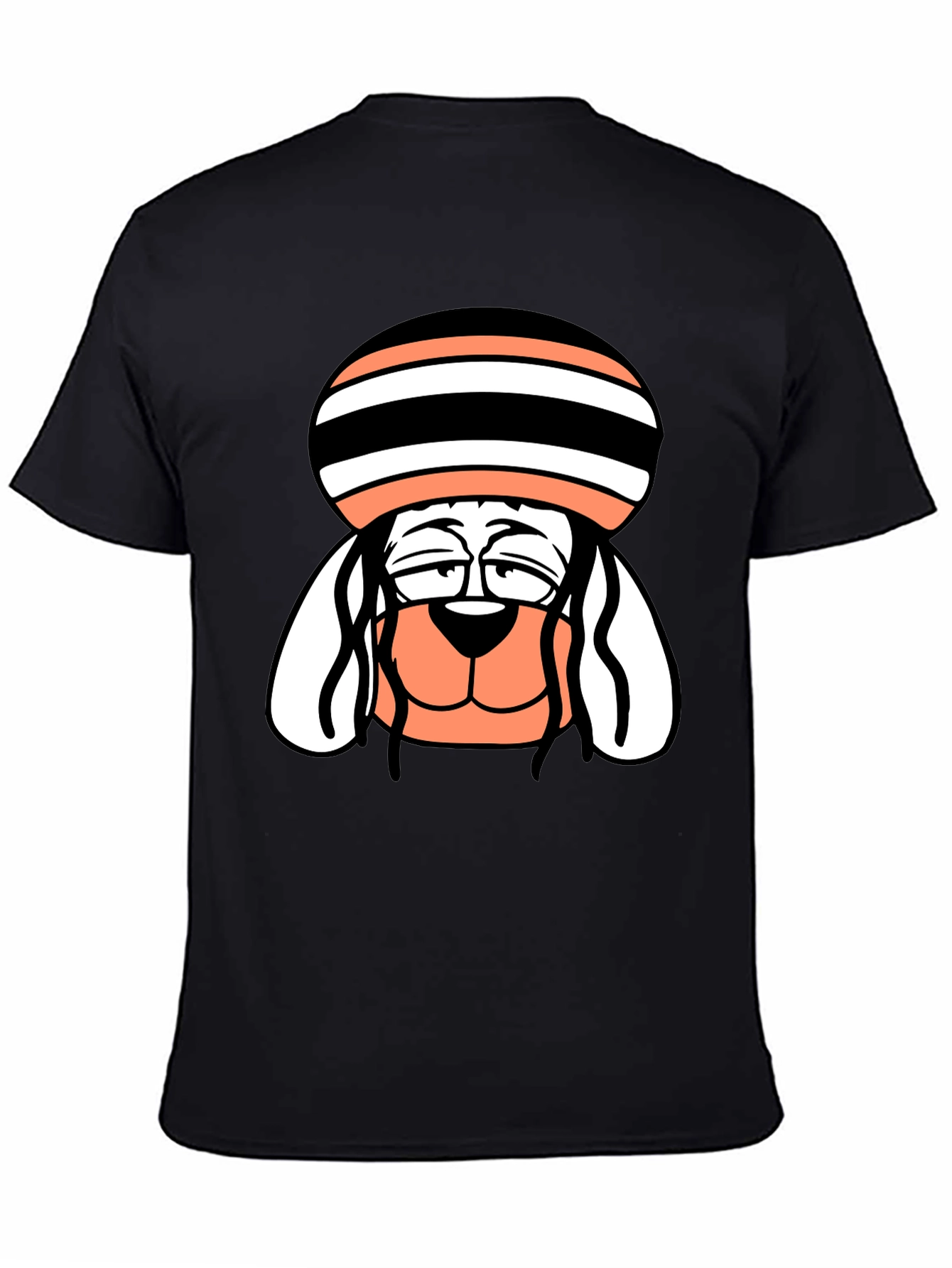 Cool Dog Cartoon Tee - Black Cotton Blend