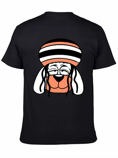 Cool Dog Cartoon Tee - Black Cotton Blend