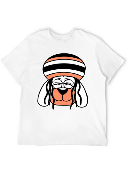 Cool Dog Cartoon Tee - Black Cotton Blend