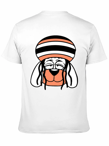 Cool Dog Cartoon Tee - Black Cotton Blend