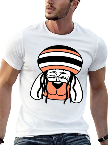 Cool Dog Cartoon Tee - Black Cotton Blend