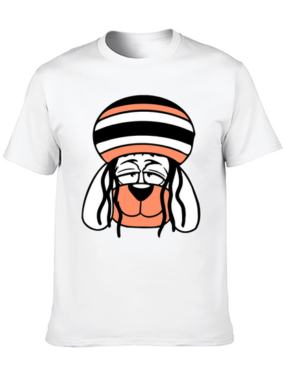 Cool Dog Cartoon Tee - Black Cotton Blend