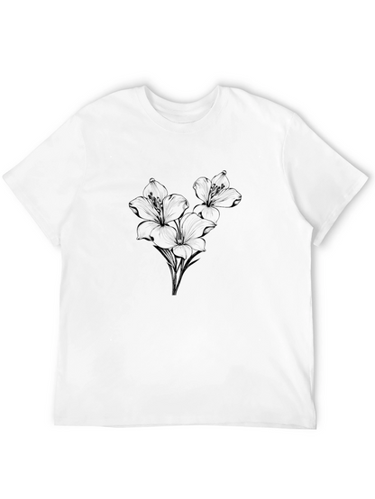 Floral Print Crew Neck T-Shirt - Casual Style