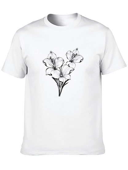 Floral Print Crew Neck T-Shirt - Casual Style