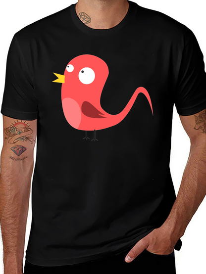 Funny Bird Graphic Black T-Shirt