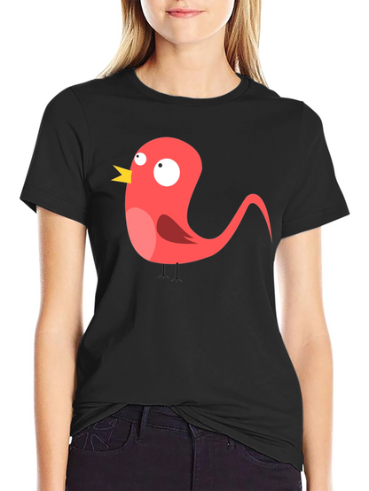 Funny Bird Graphic Black T-Shirt