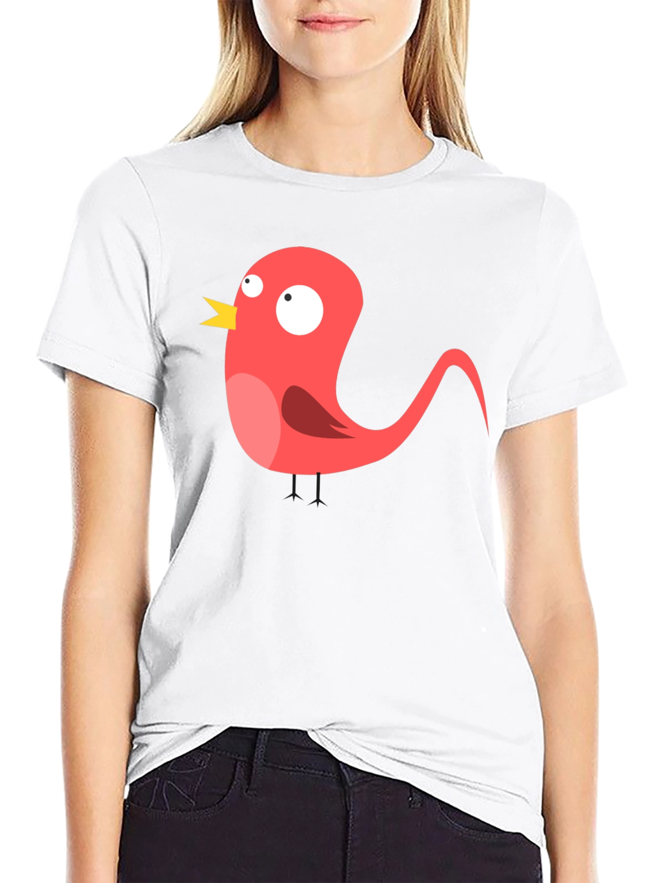 Funny Bird Graphic Black T-Shirt