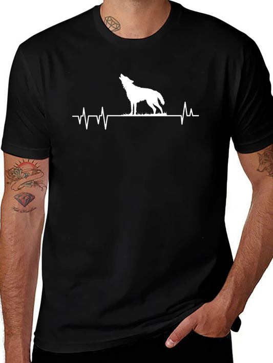 Wolf Howl Heartbeat Graphic Tee - Black