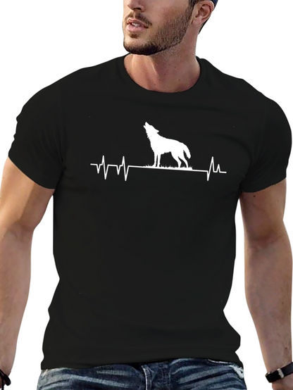 Wolf Howl Heartbeat Graphic Tee - Black