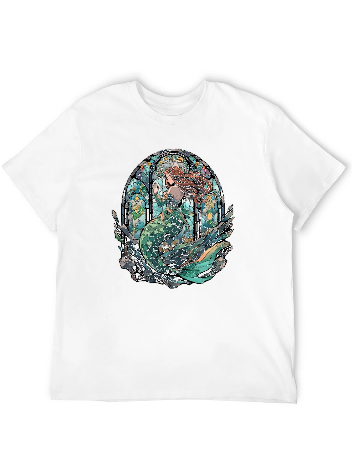 Mermaid Stained Glass Graphic Tee - Unique Design