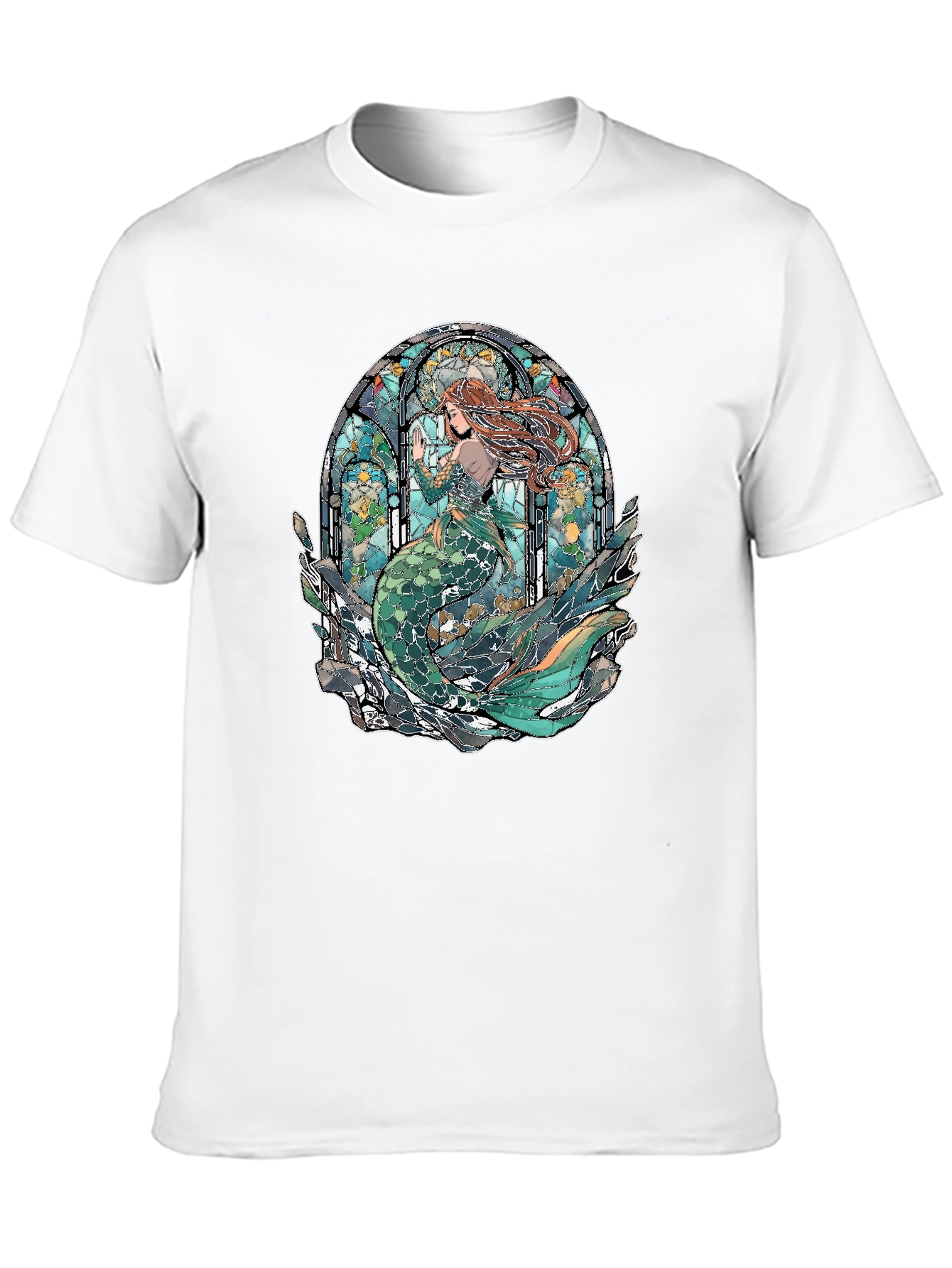 Mermaid Stained Glass Graphic Tee - Unique Design
