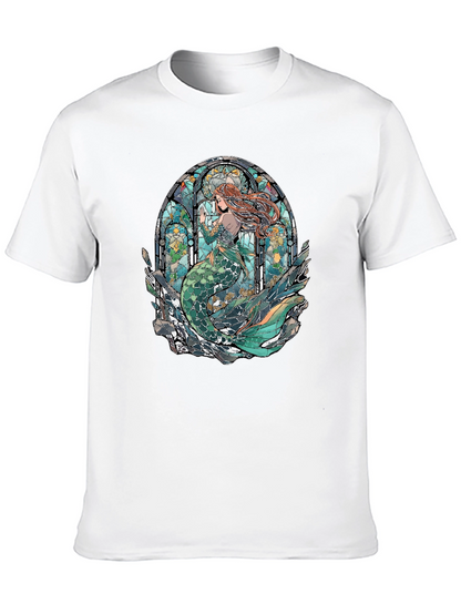 Mermaid Stained Glass Graphic Tee - Unique Design