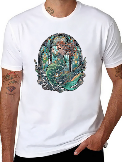Mermaid Stained Glass Graphic Tee - Unique Design