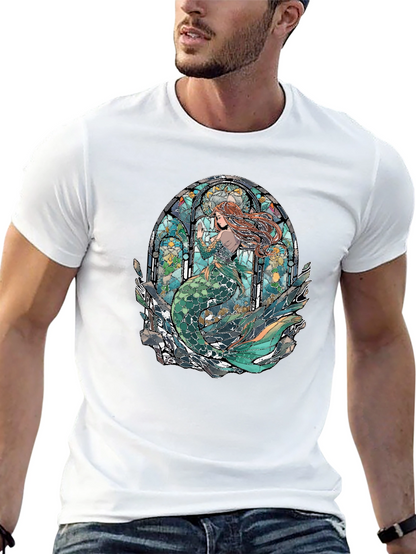 Mermaid Stained Glass Graphic Tee - Unique Design