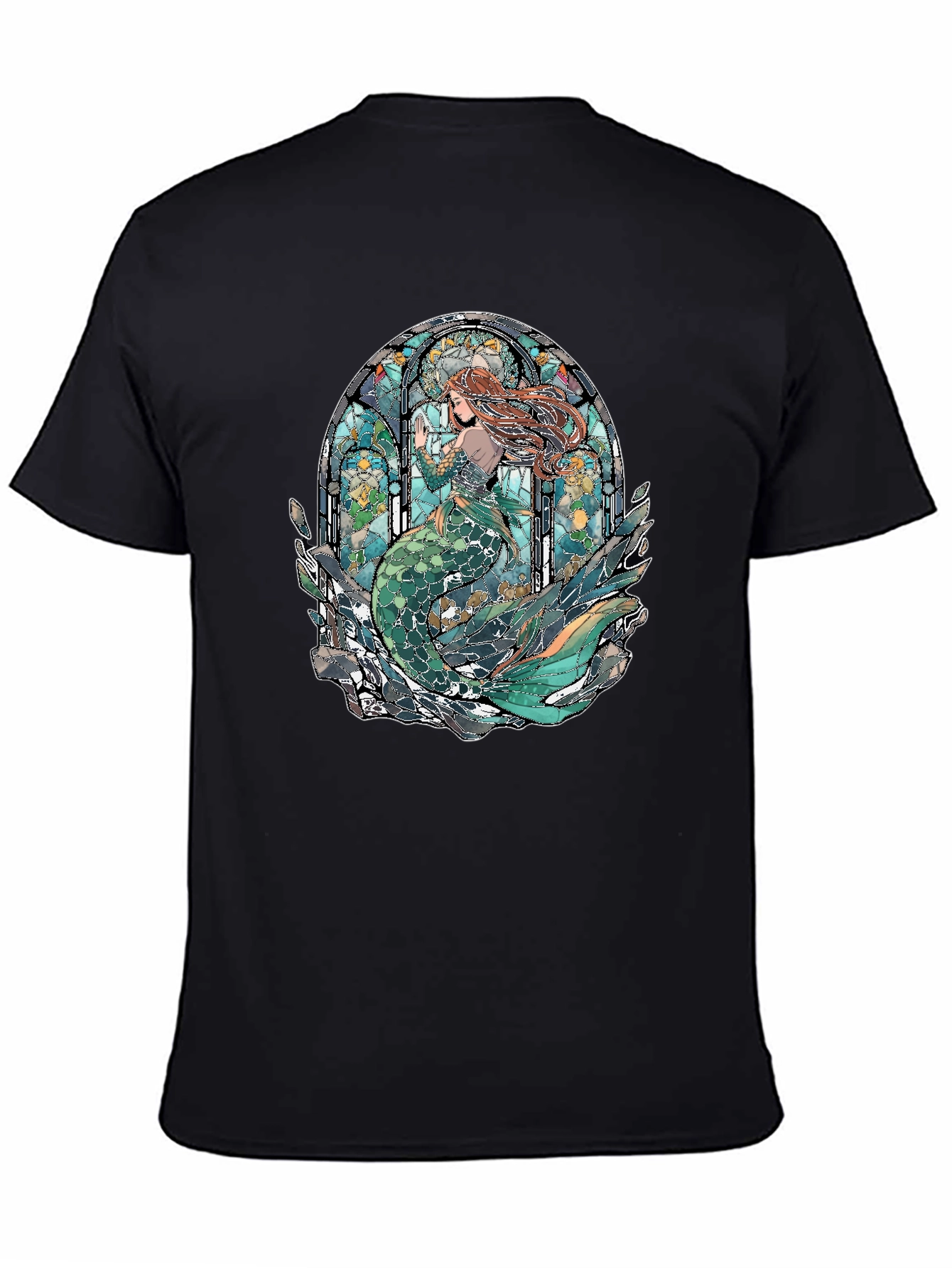 Mermaid Stained Glass Graphic Tee - Unique Design