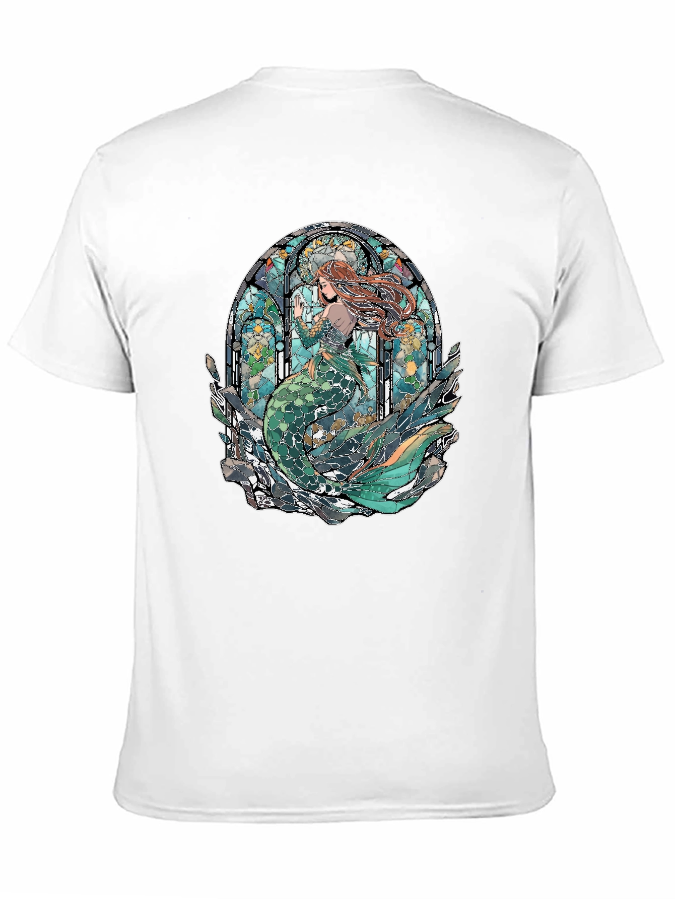 Mermaid Stained Glass Graphic Tee - Unique Design