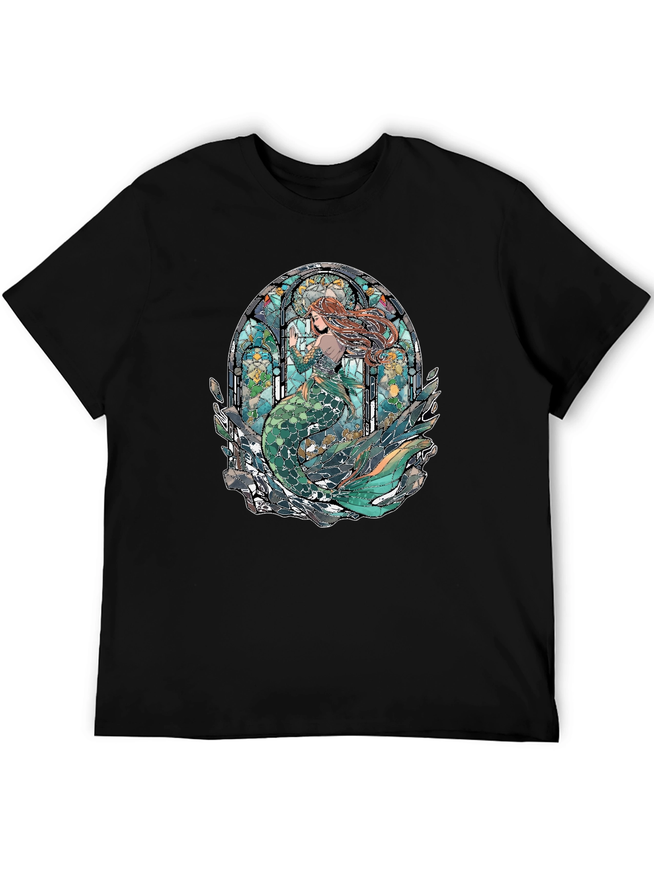 Mermaid Stained Glass Graphic Tee - Unique Design