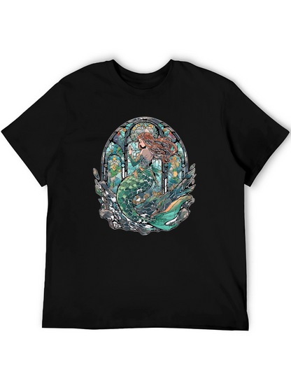 Mermaid Stained Glass Graphic Tee - Unique Design