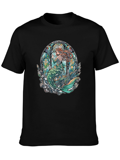 Mermaid Stained Glass Graphic Tee - Unique Design