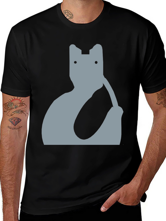 Abstract Cat Graphic Tee - Modern Black T-Shirt