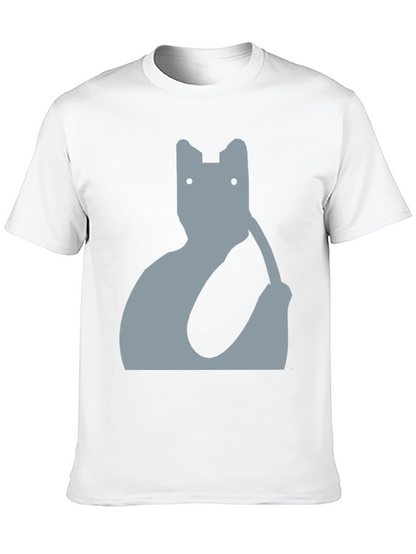 Abstract Cat Graphic Tee - Modern Black T-Shirt