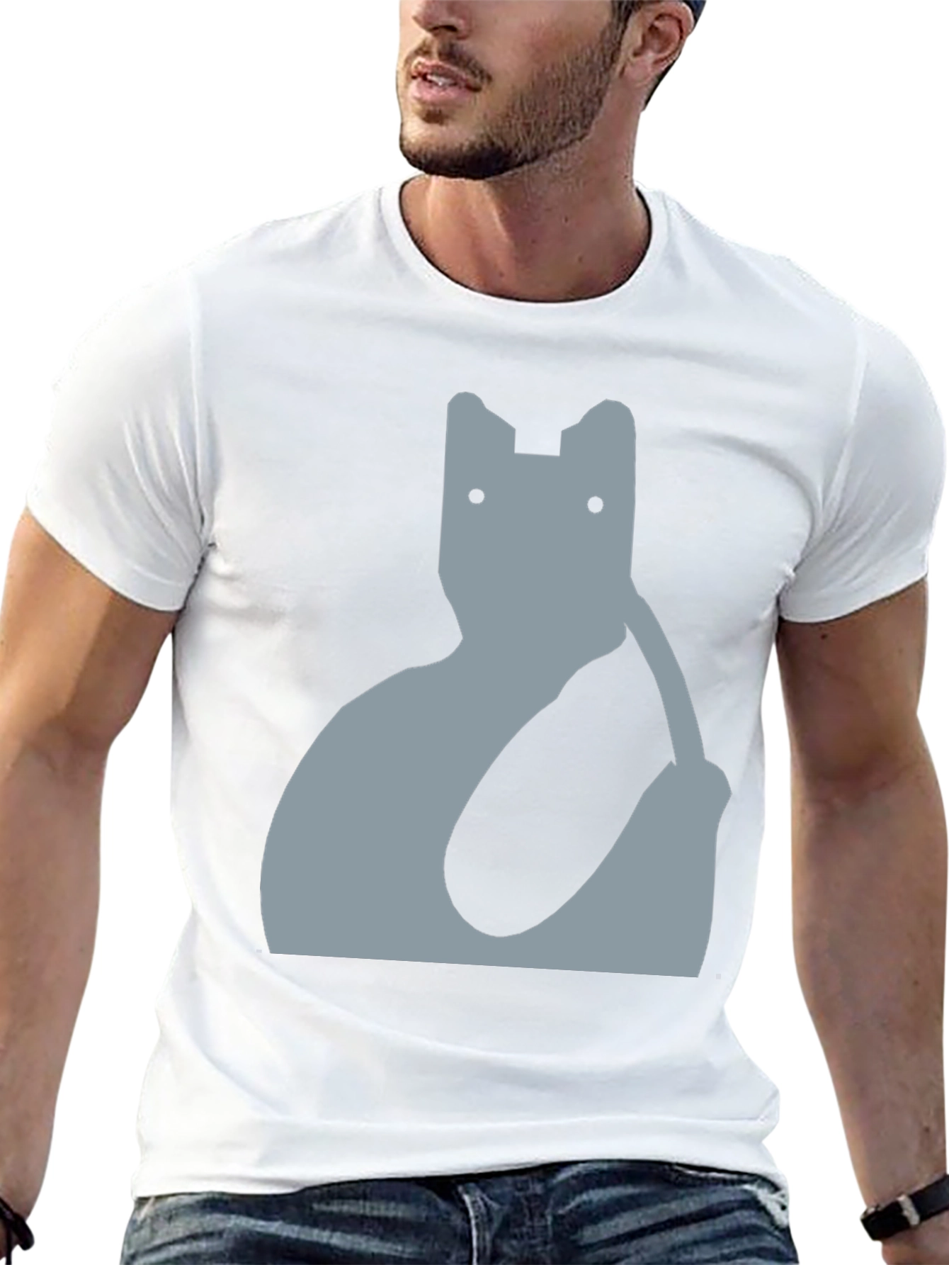 Abstract Cat Graphic Tee - Modern Black T-Shirt