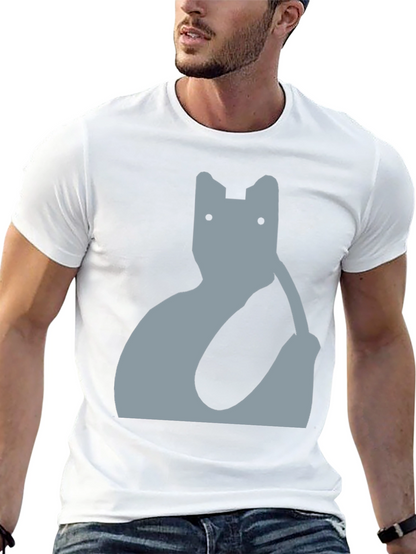 Abstract Cat Graphic Tee - Modern Black T-Shirt