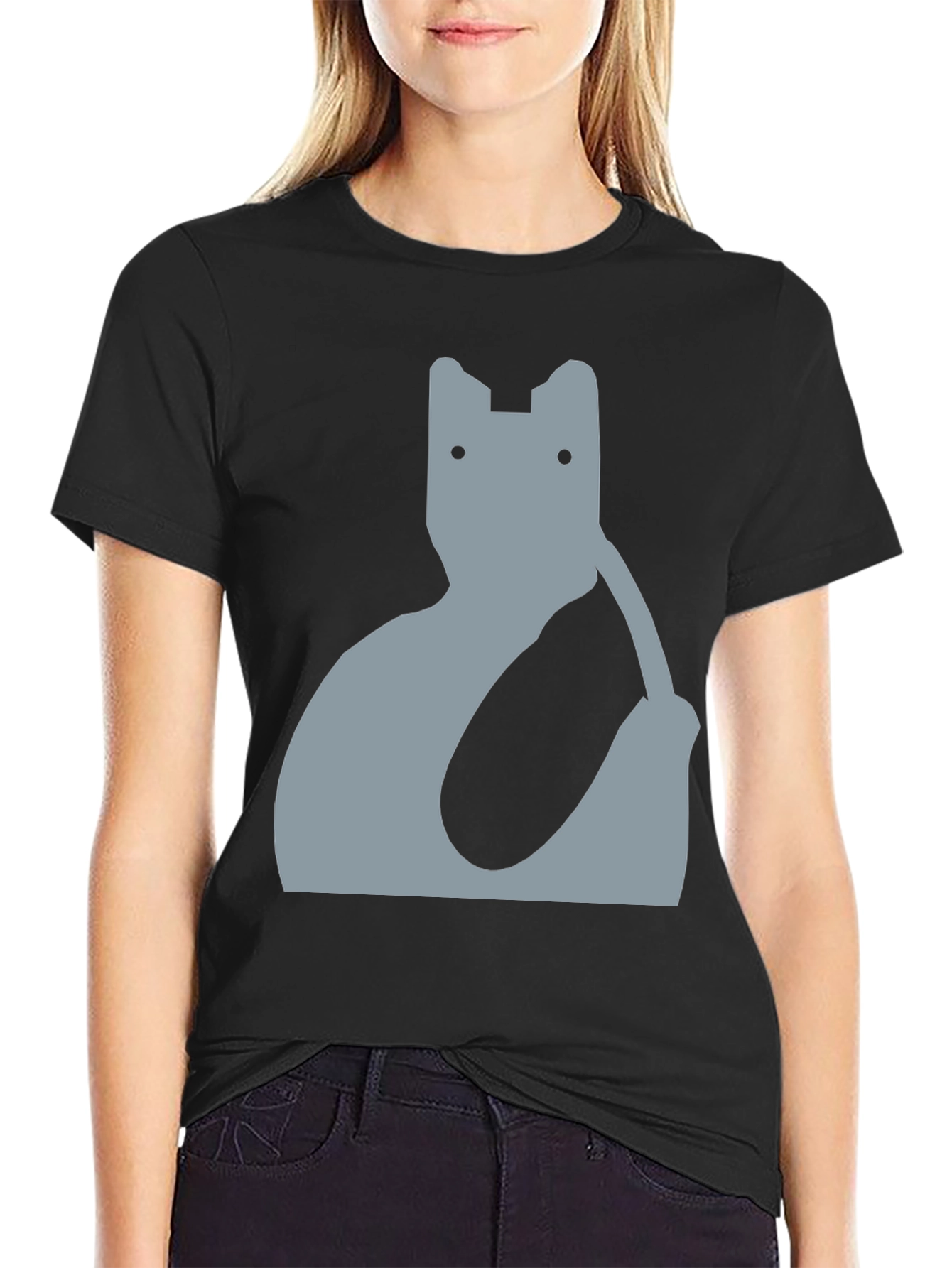 Abstract Cat Graphic Tee - Modern Black T-Shirt
