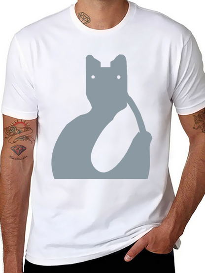 Abstract Cat Graphic Tee - Modern Black T-Shirt