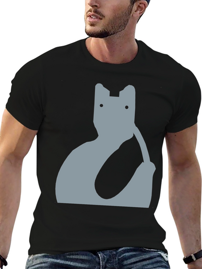 Abstract Cat Graphic Tee - Modern Black T-Shirt