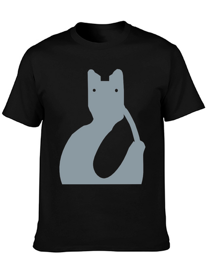 Abstract Cat Graphic Tee - Modern Black T-Shirt