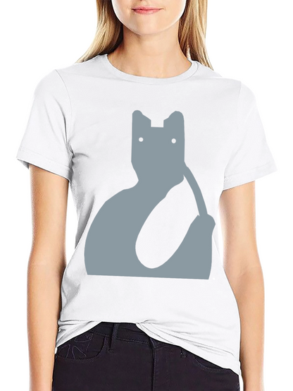 Abstract Cat Graphic Tee - Modern Black T-Shirt