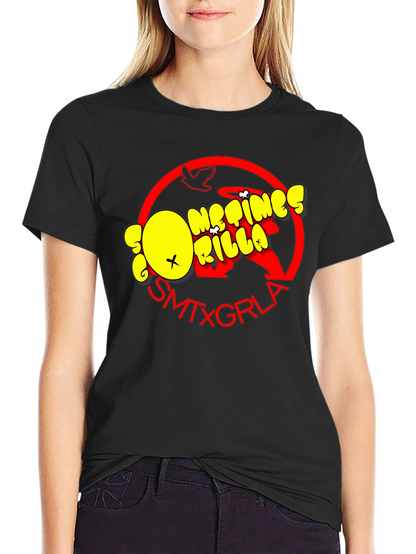 SMTXGRLA Gorillaz Graphic Print Black T-Shirt