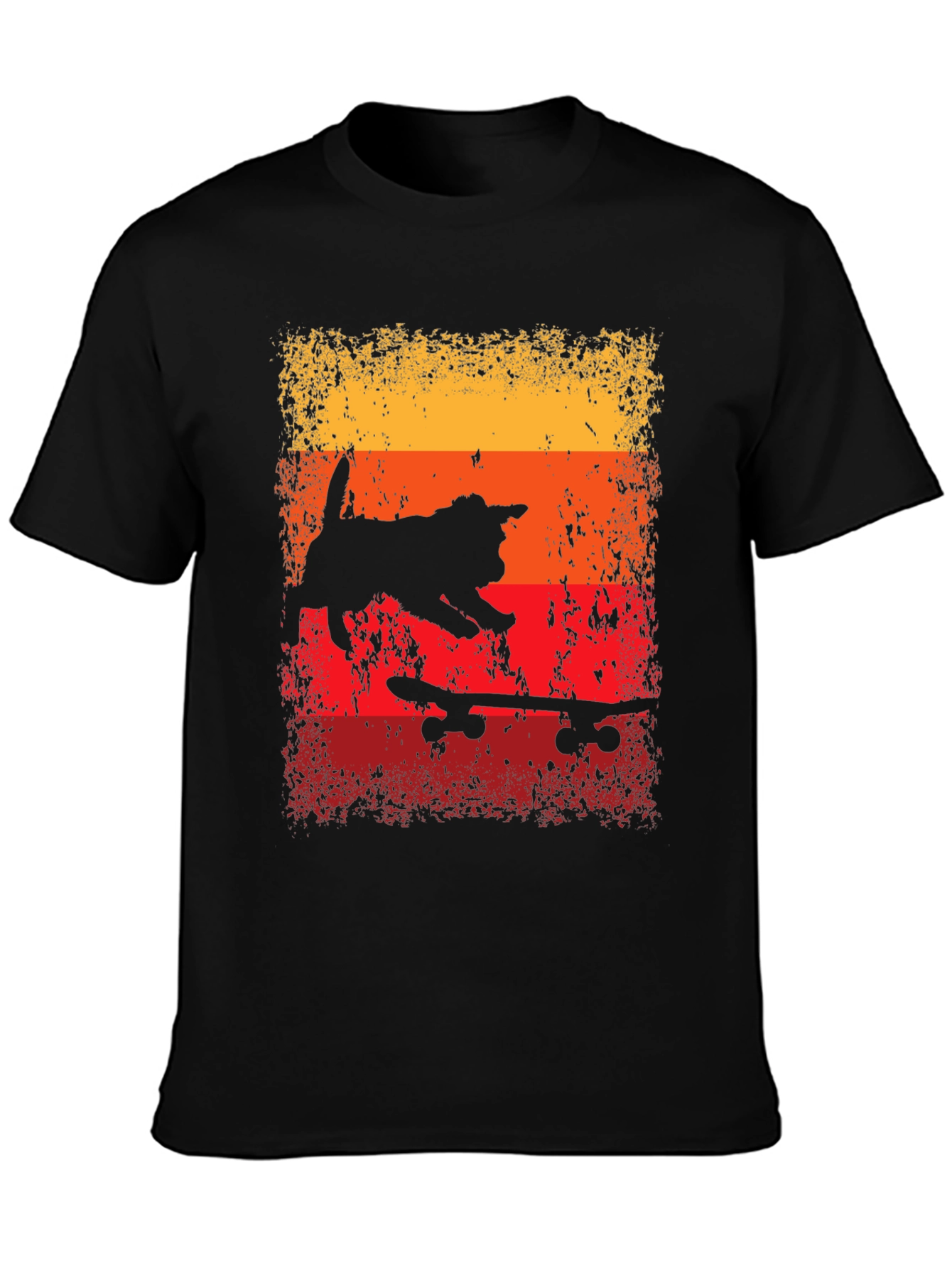 Skateboarding Cat T-Shirt - Retro Style