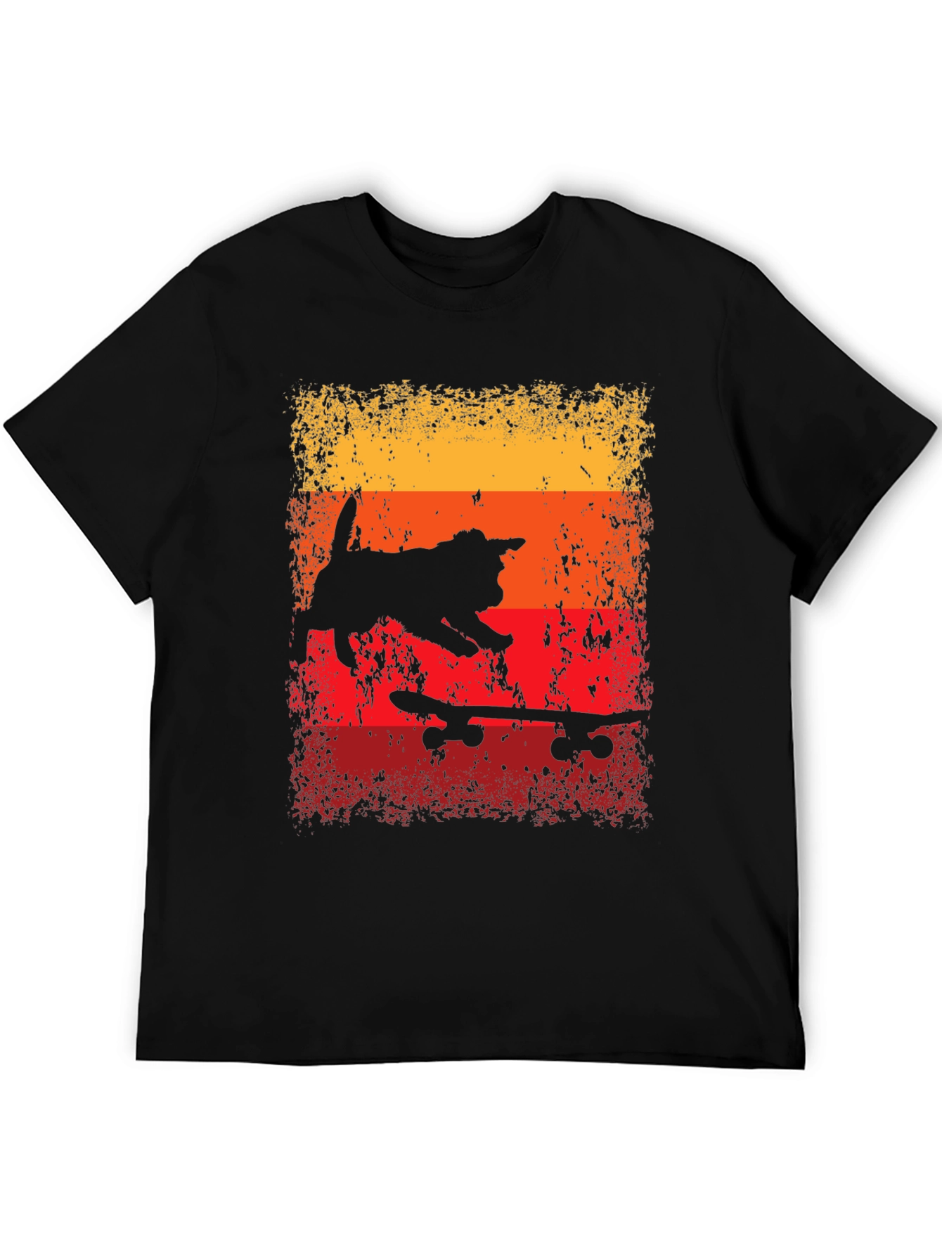 Skateboarding Cat T-Shirt - Retro Style