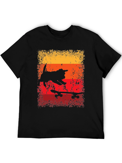 Skateboarding Cat T-Shirt - Retro Style